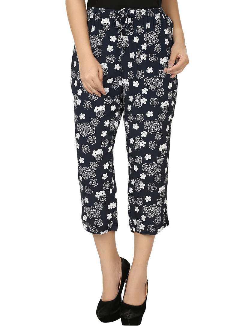 drawstring waist floral capri
