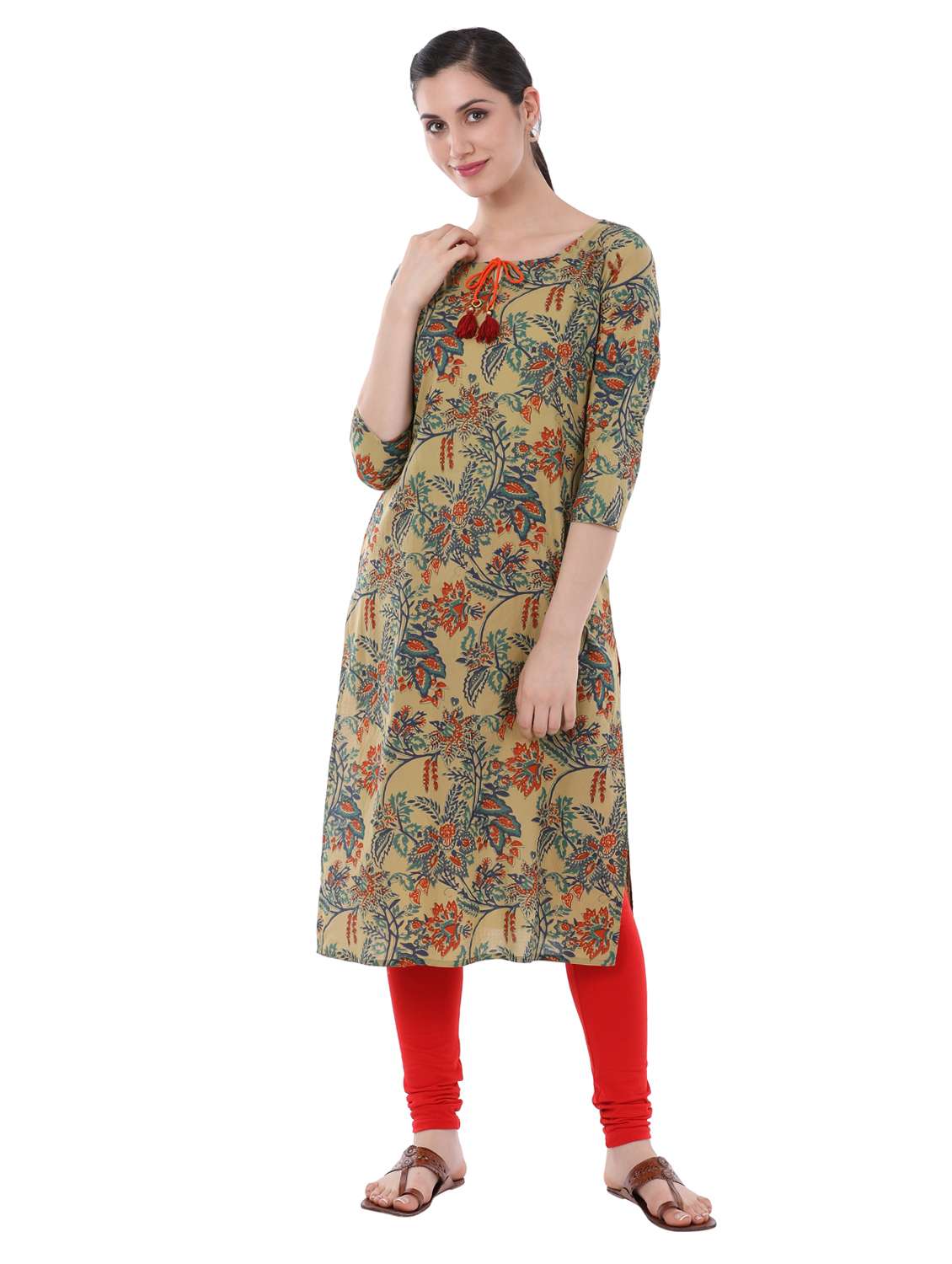 straight printed kurta