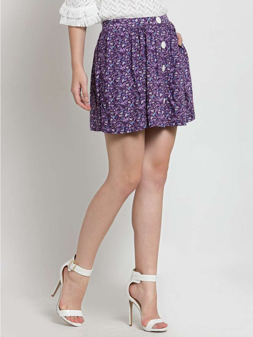 printed button down mini skirt - 15451799 -  Standard Image - 1