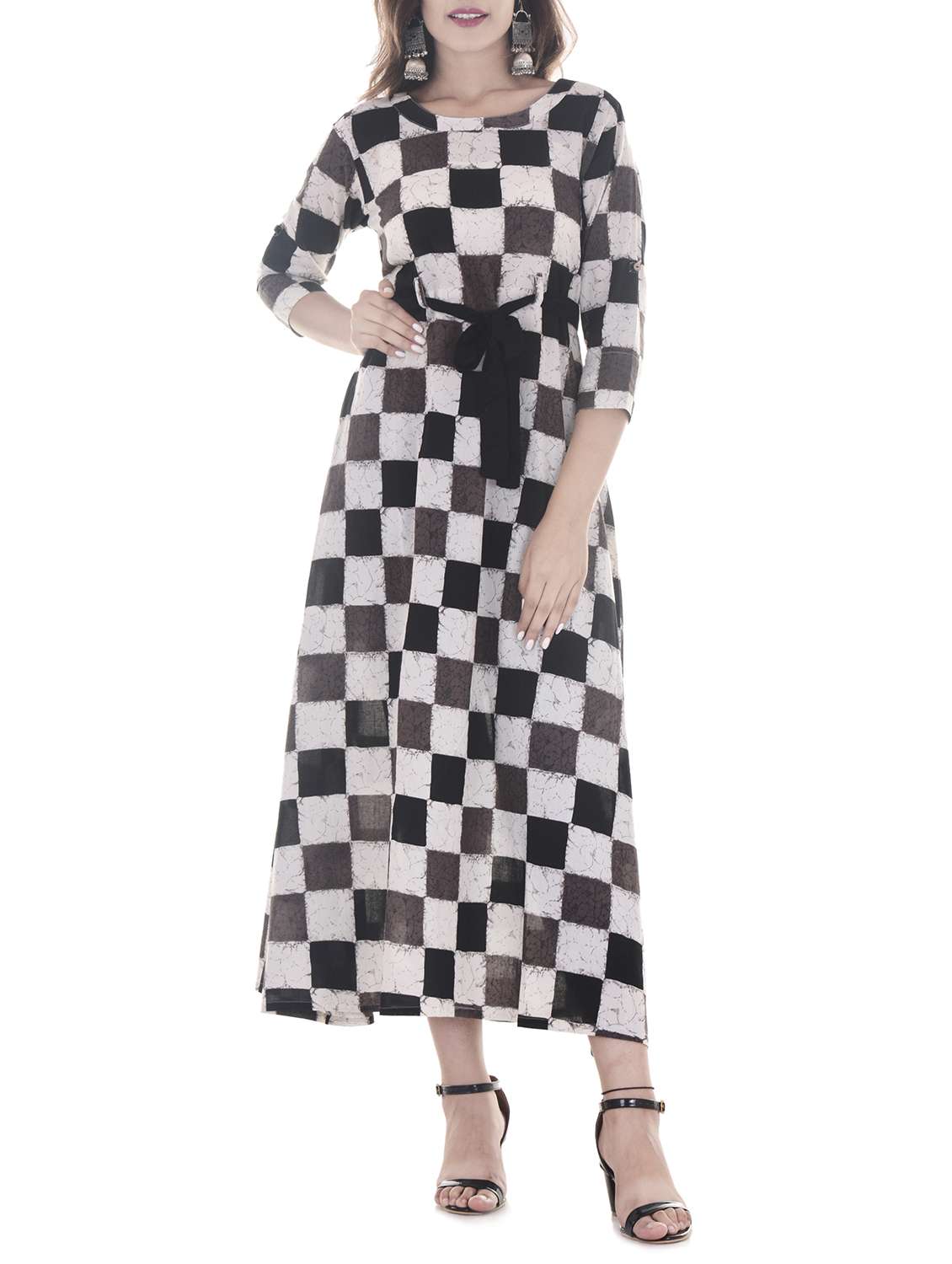 flared checkered kurta