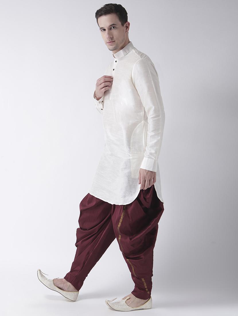 white silk blend dhoti kurta set - 15453015 - Standard Image - 1