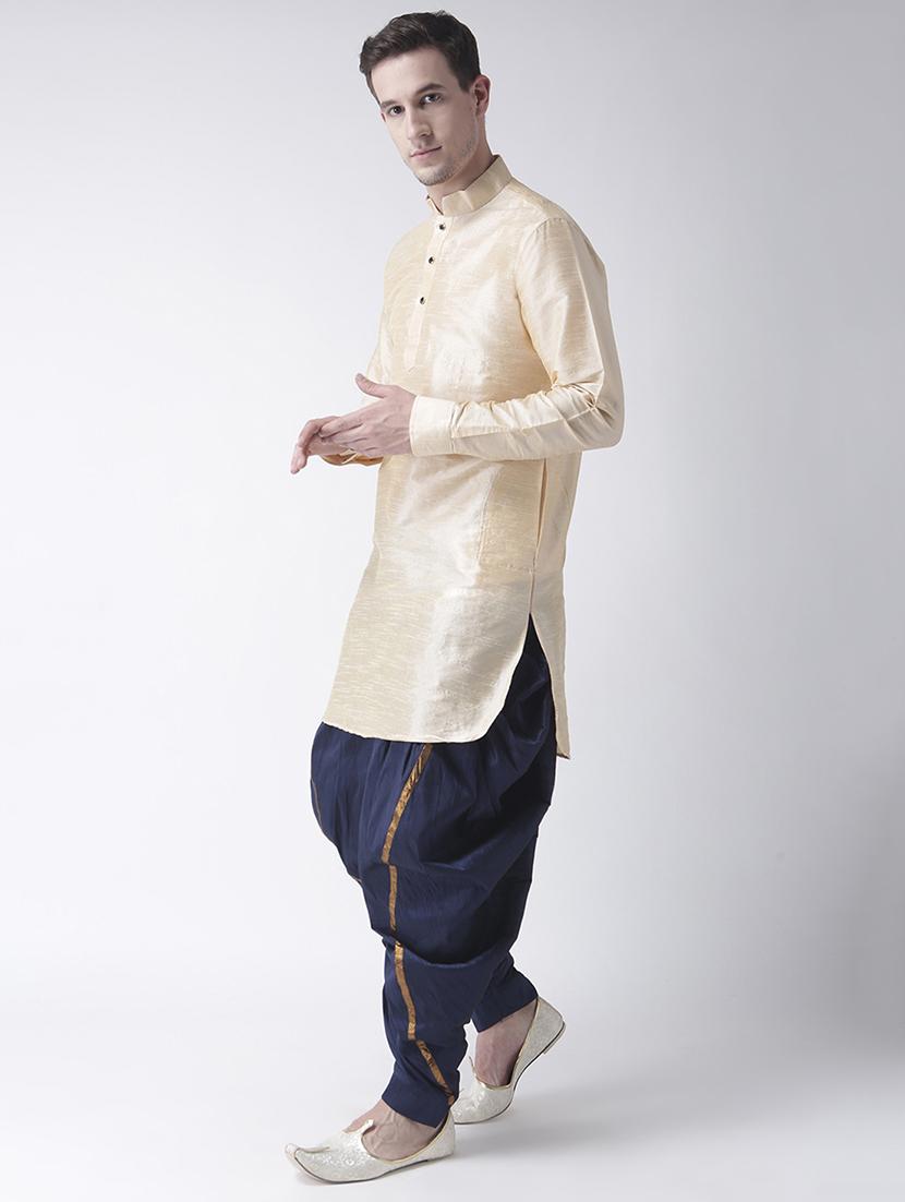 cream silk blend dhoti kurta set - 15453018 -  Standard Image - 1