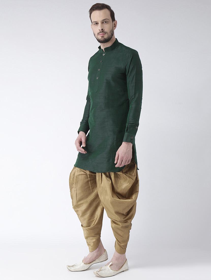 green silk blend dhoti kurta set - 15453058 - Standard Image - 1