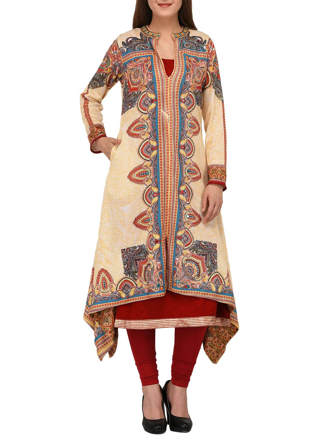 beige wool woolen kurta