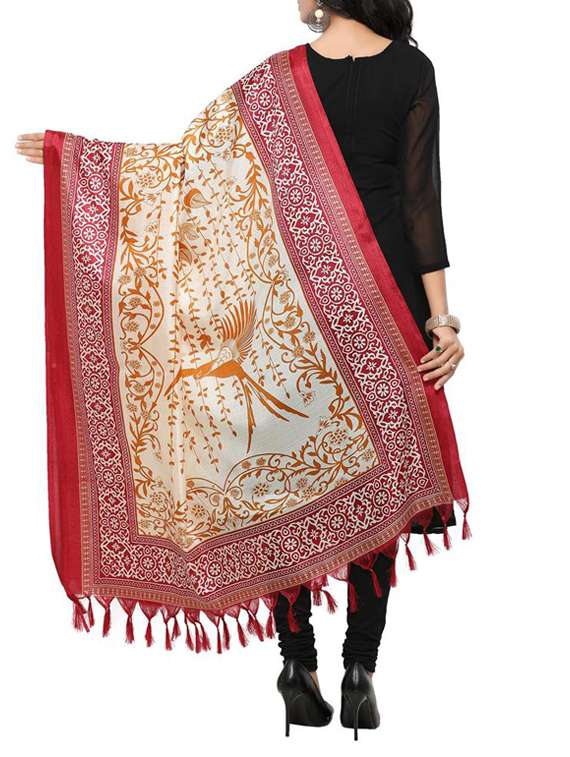 red khadi dupatta - 15454546 -  Standard Image - 1
