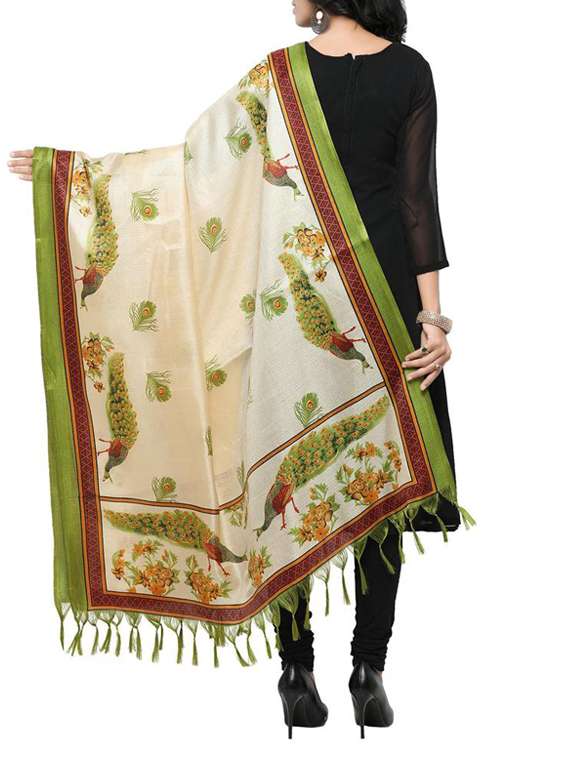 green khadi dupatta - 15454556 - Standard Image - 1