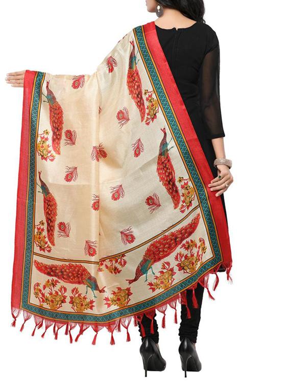 red khadi dupatta - 15454558 - Standard Image - 1