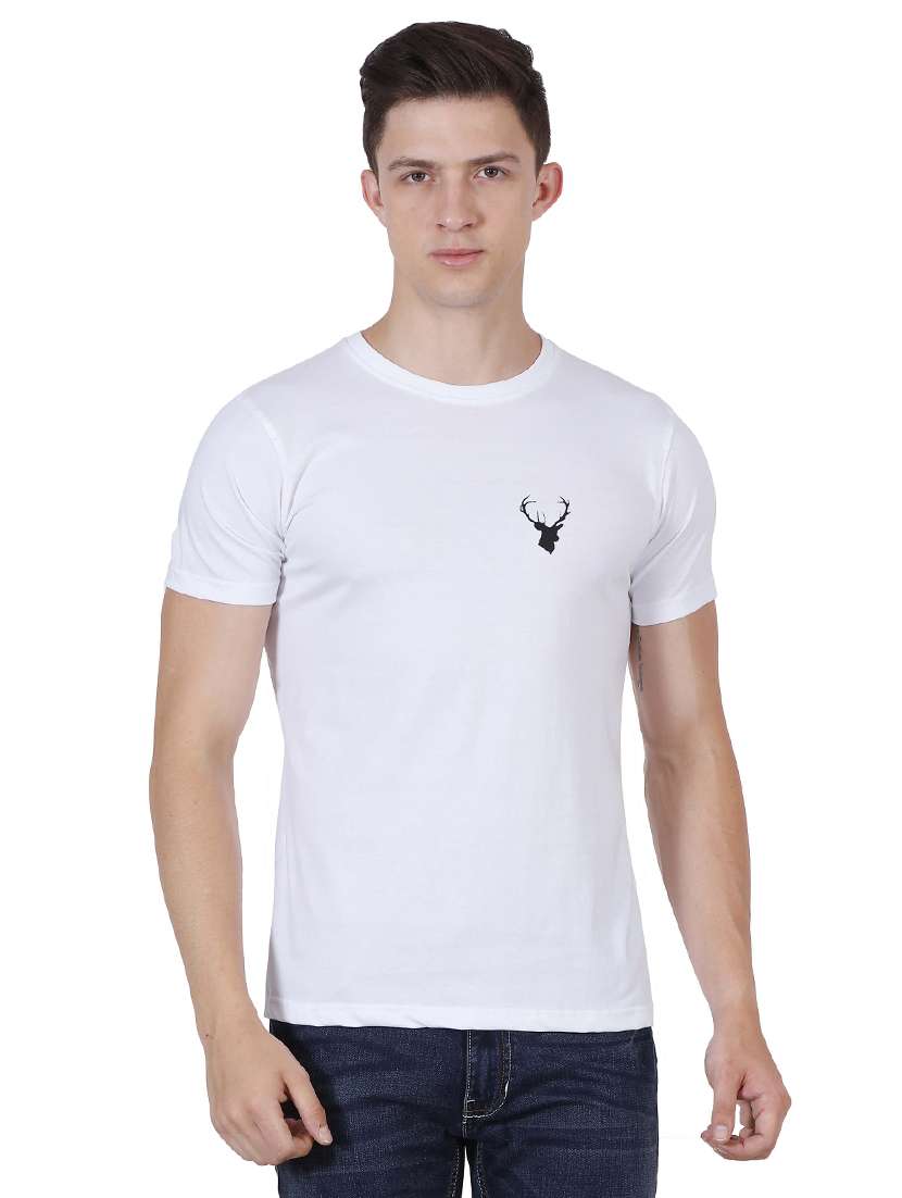 white cotton back print tshirt