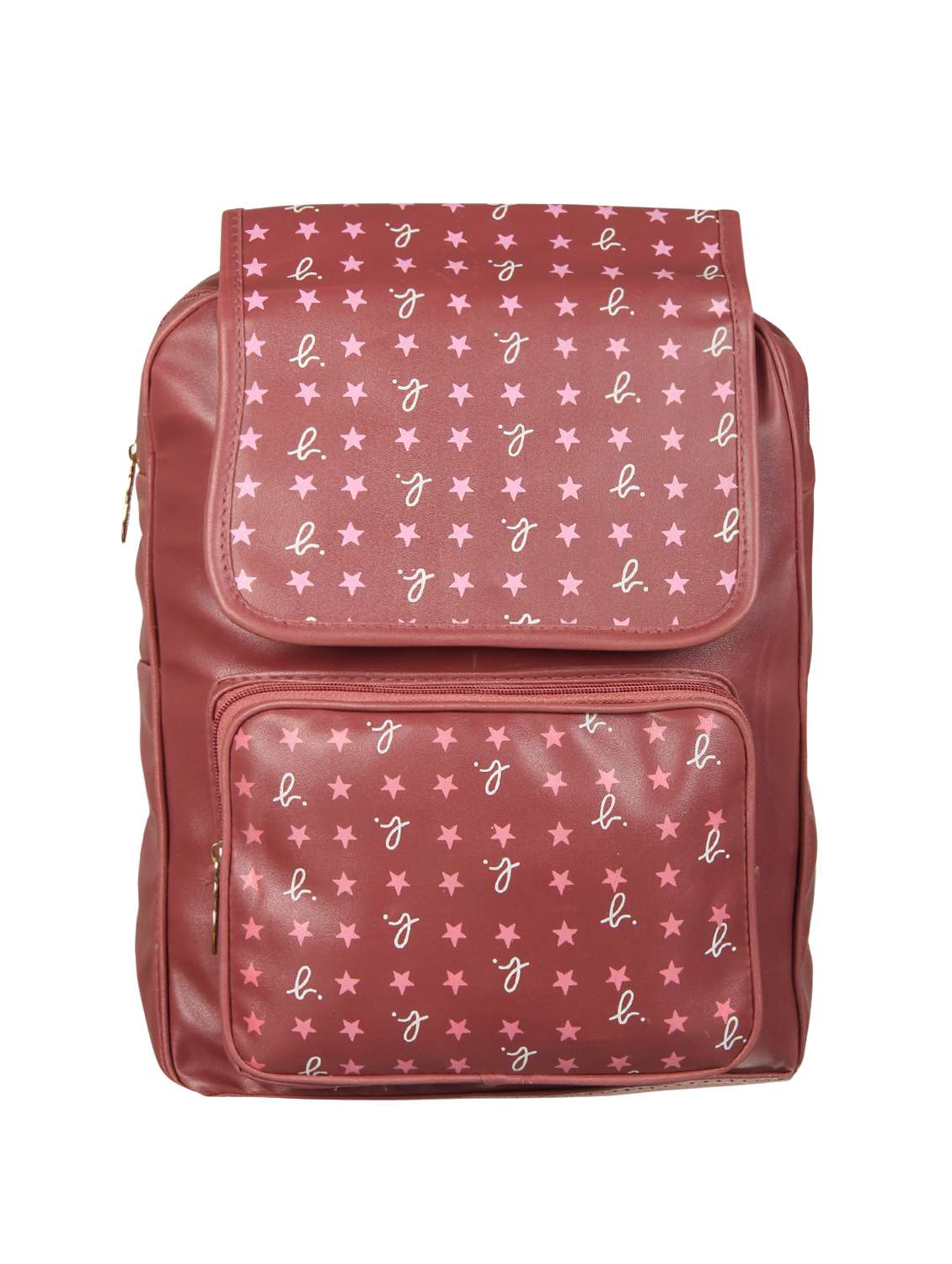 maroon leatherette (pu) regular backpack
