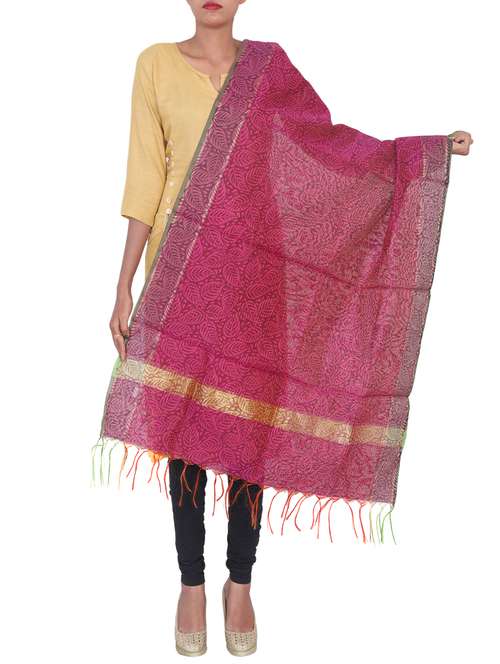 purple chanderi dupatta - 15456939 - Standard Image - 0
