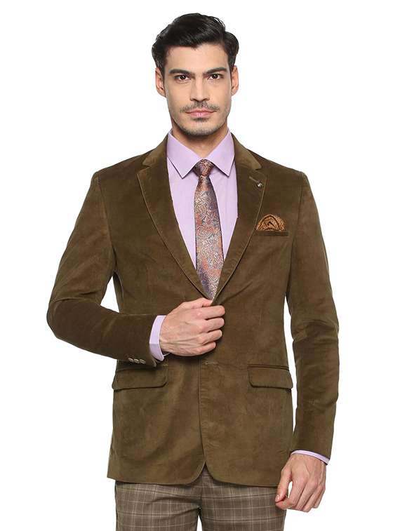 brown cotton blend casual blazer