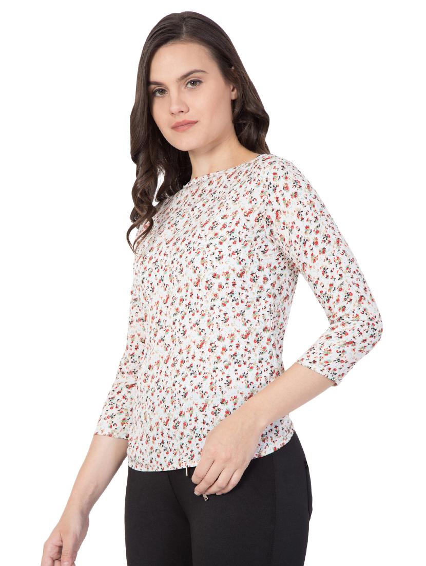 floral boat neck top - 15458184 - Standard Image - 1