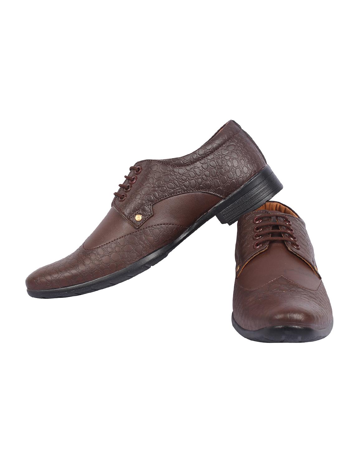 brown leatherette lace-up derbys - 15458205 -  Standard Image - 1