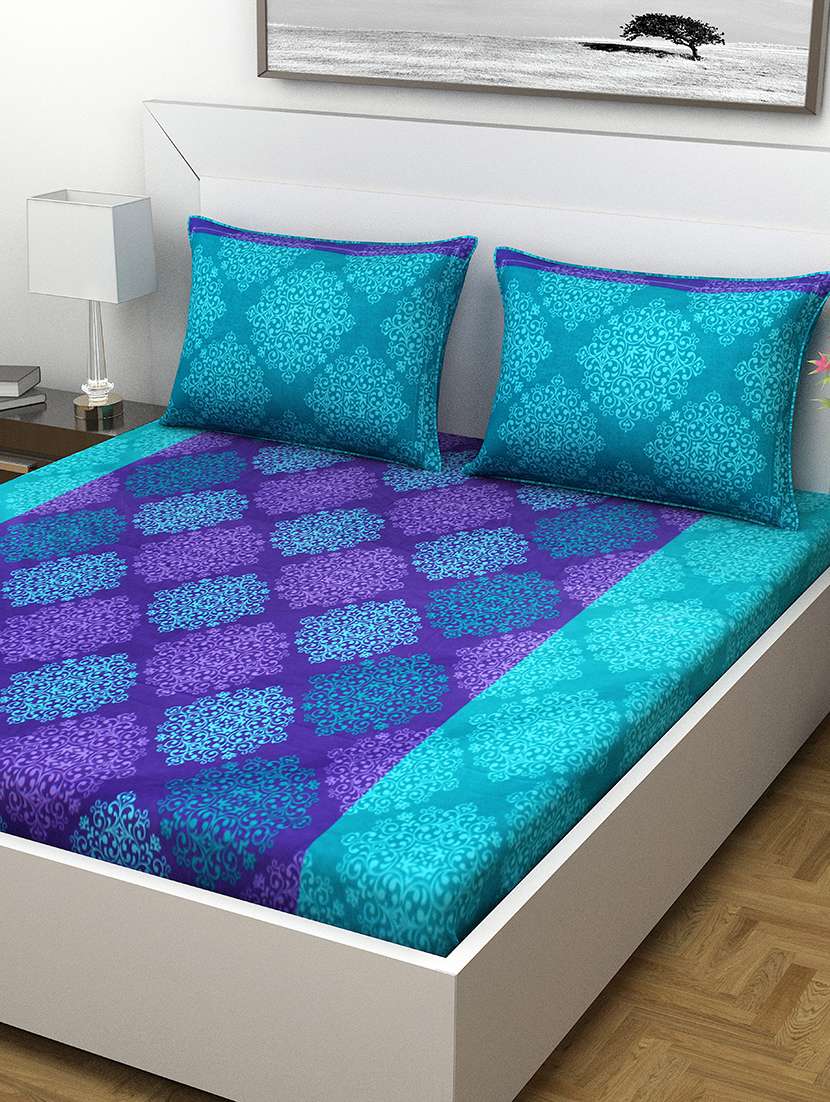 indiana home 100% cotton double bed sheet  with 2 pillow cover