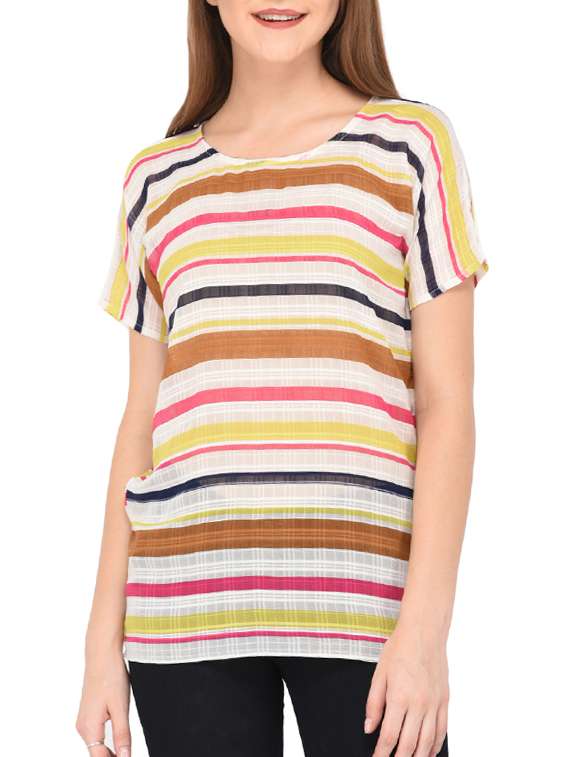 women's straight round neck top