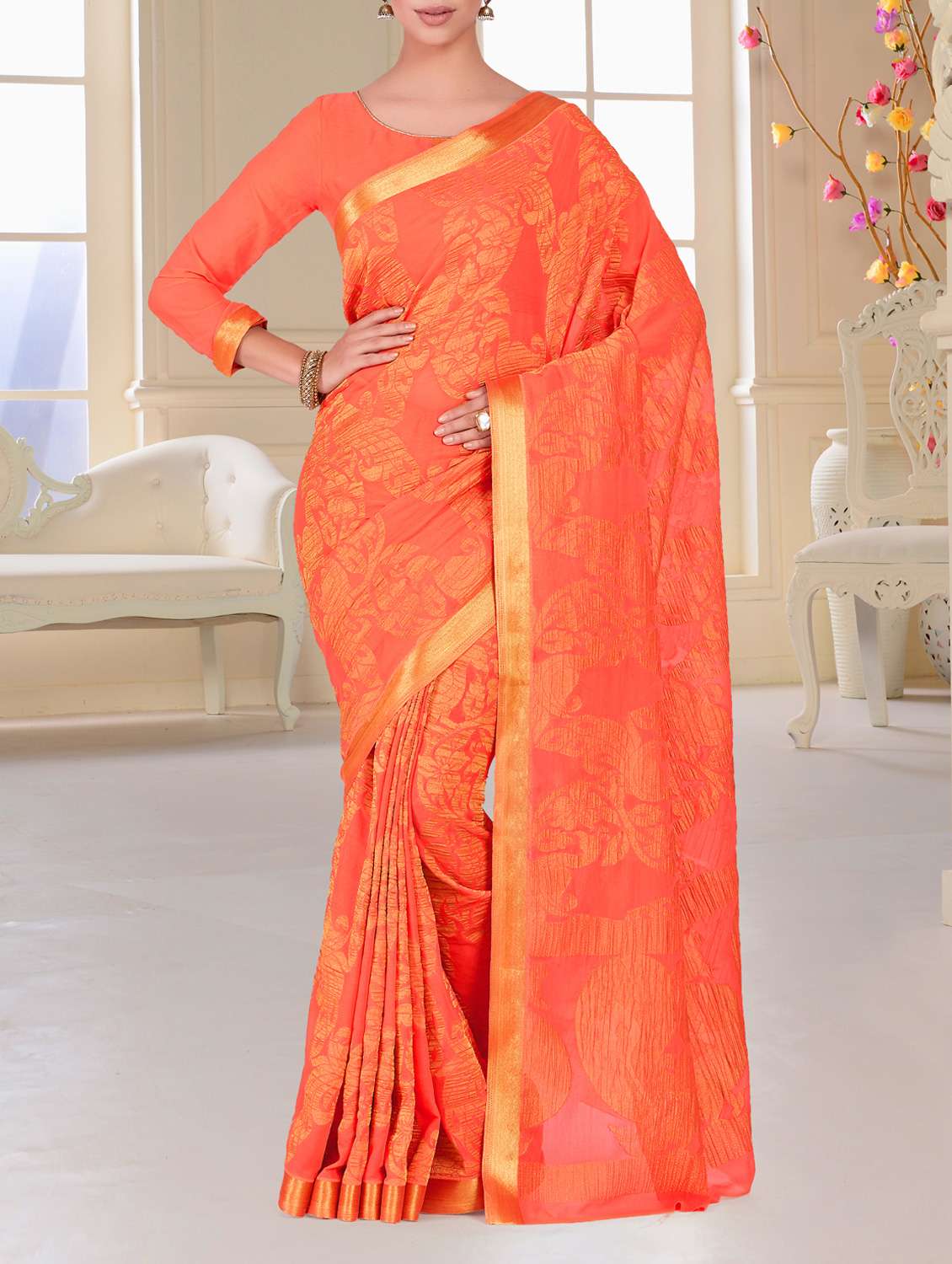 gold zari conversational kanjivaram saree