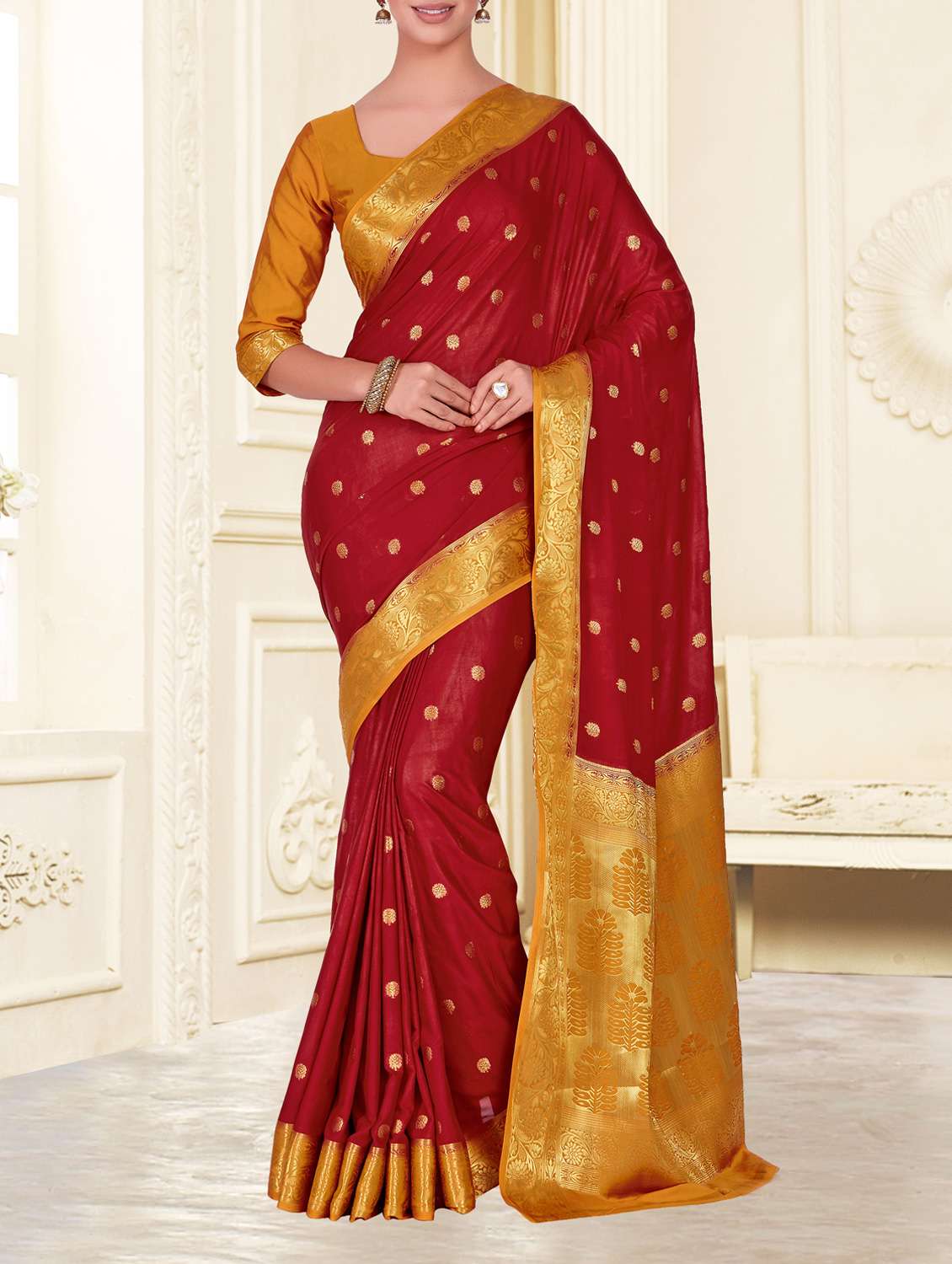 contrast zari pallu kanjivaram saree