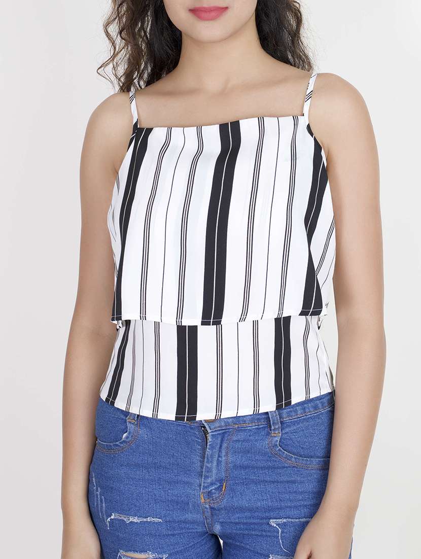 striped layered cami neck top