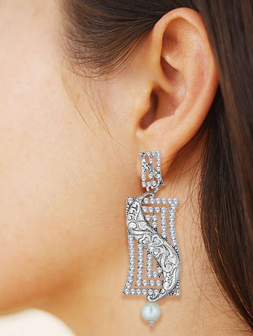 silver stone stone earrings