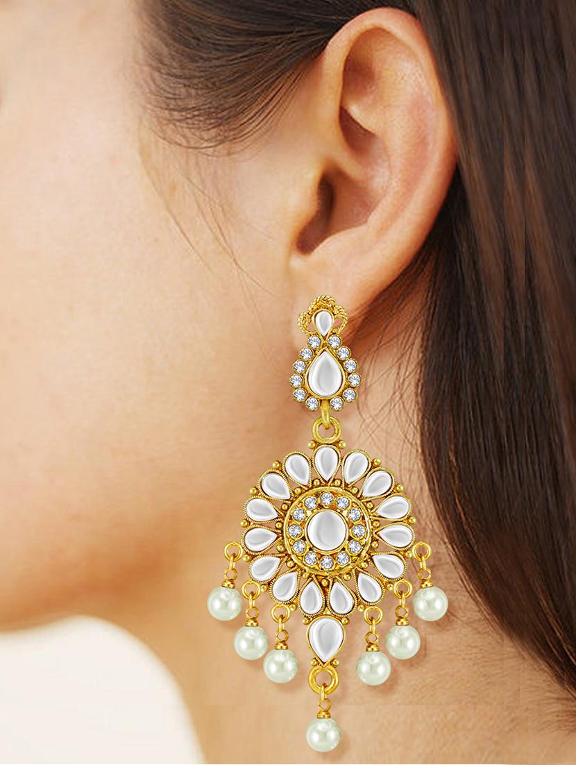 gold tone pearl inspired earrings - 15464661 - Zoom Image - 0