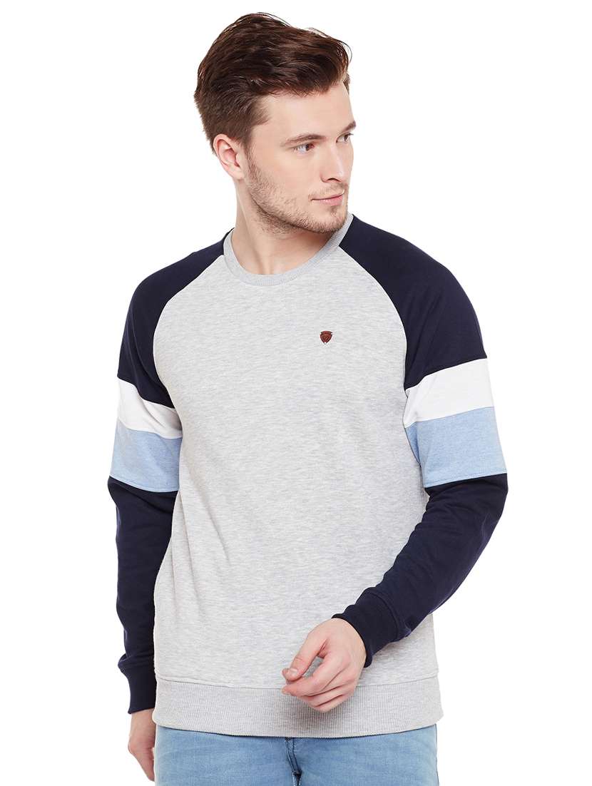 grey cotton color block sweatshirt