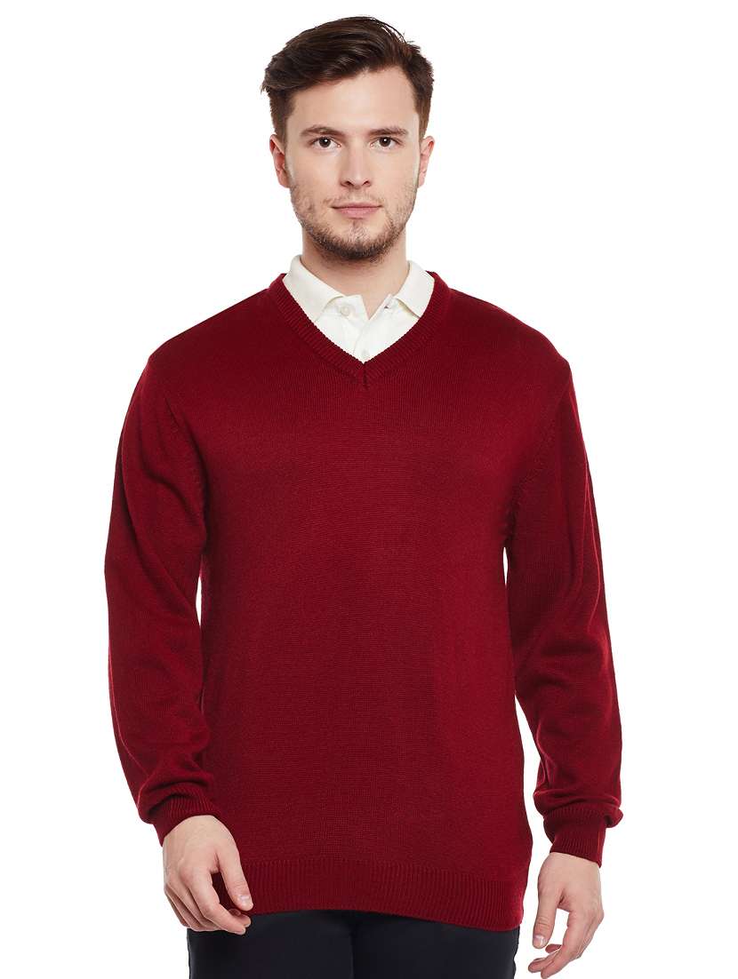 red wool pullover
