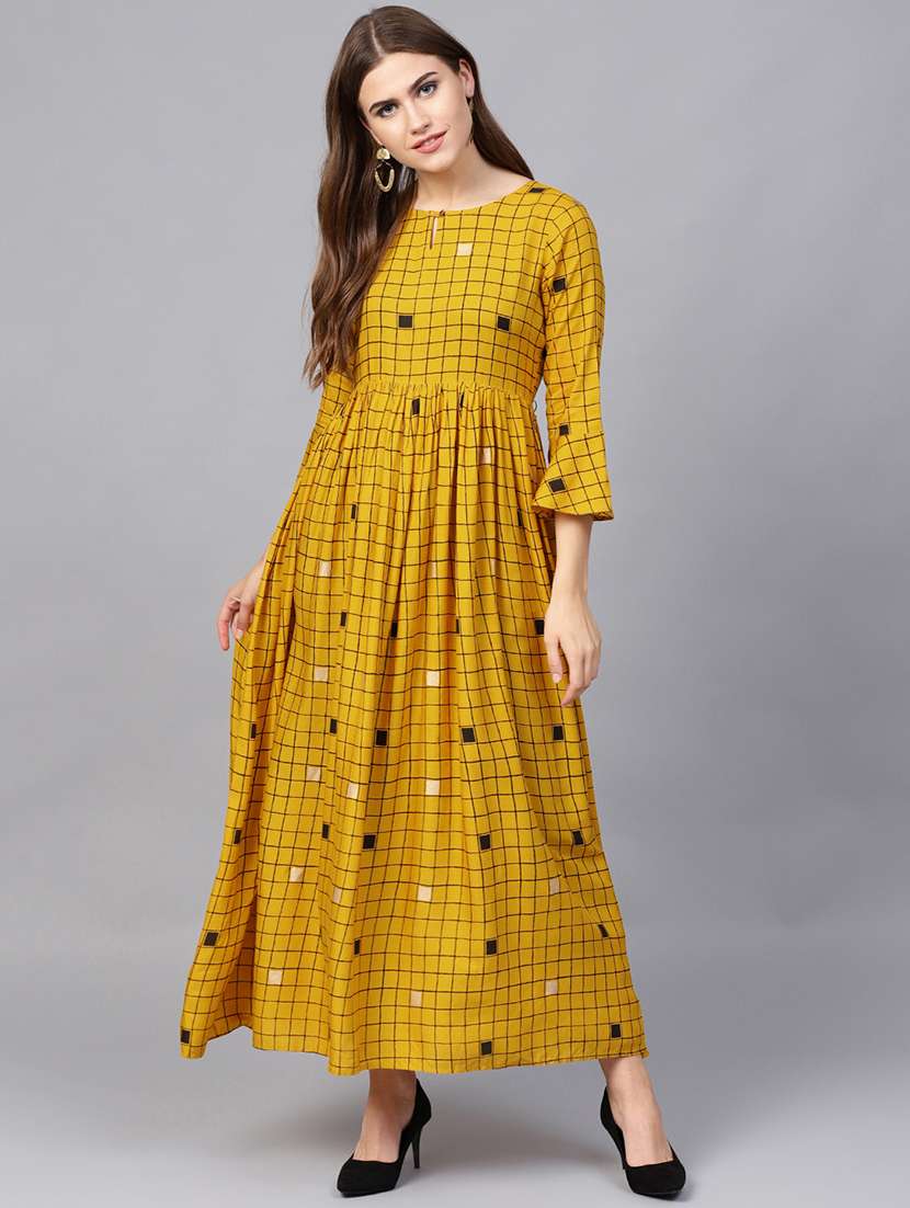 flared checkered kurta