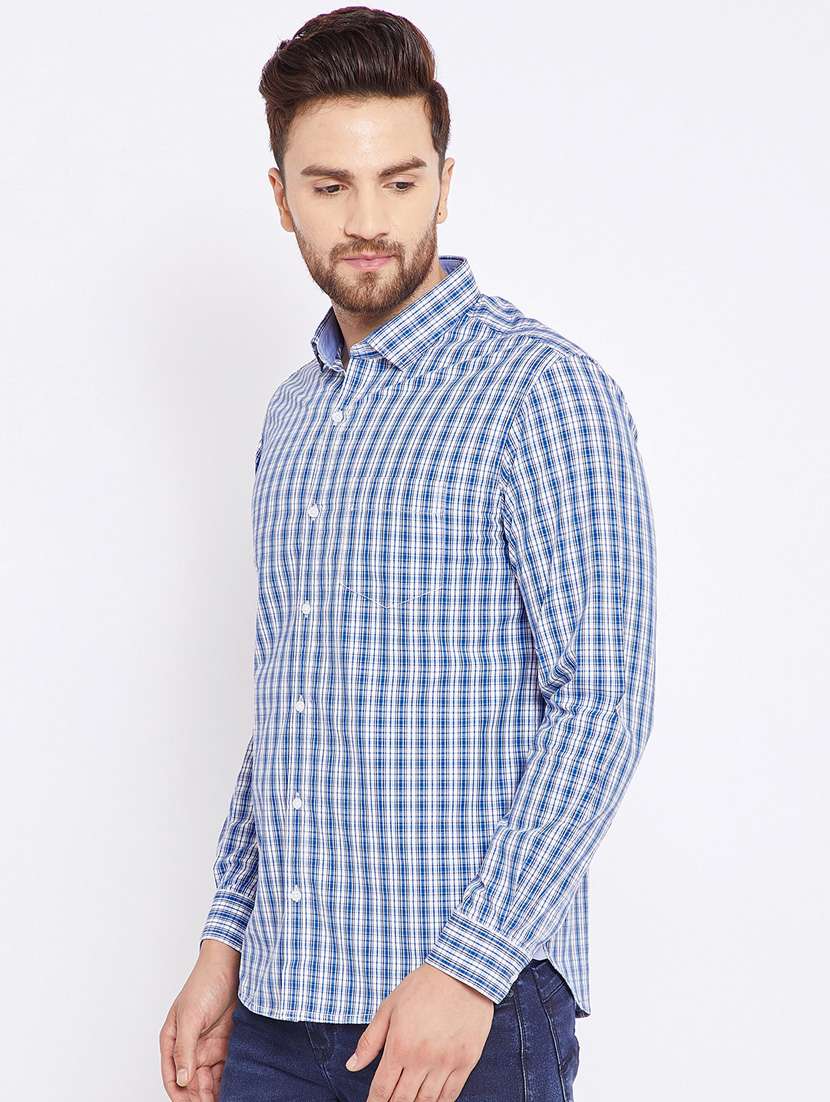 blue cotton casual shirt - 15473193 - Standard Image - 1