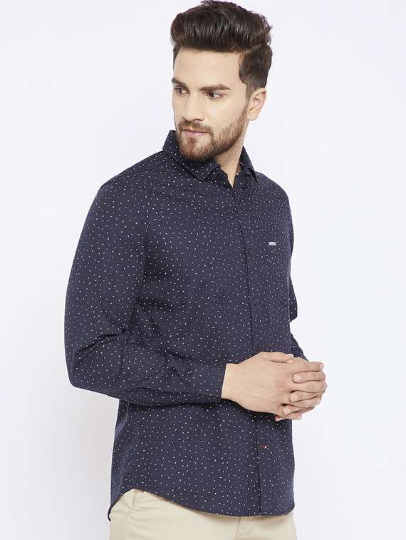 dark blue cotton casual shirt - 15473210 -  Standard Image - 1