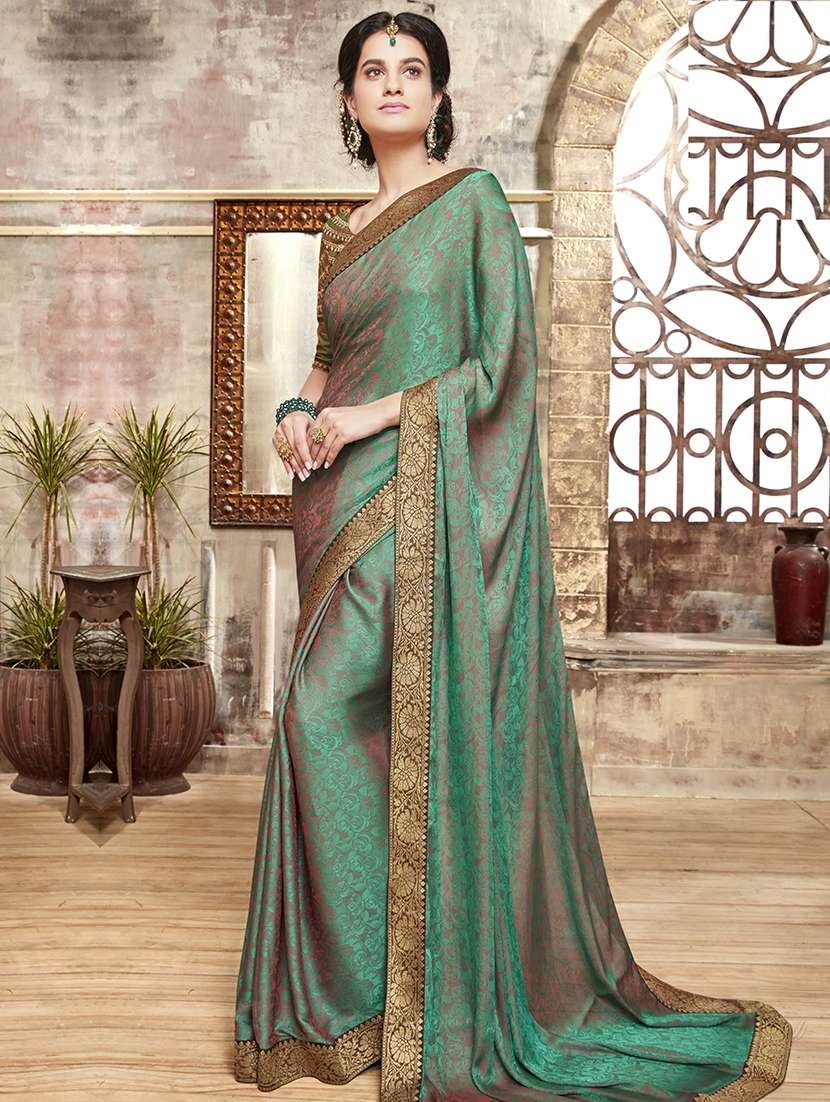 zari border floral woven saree with blouse