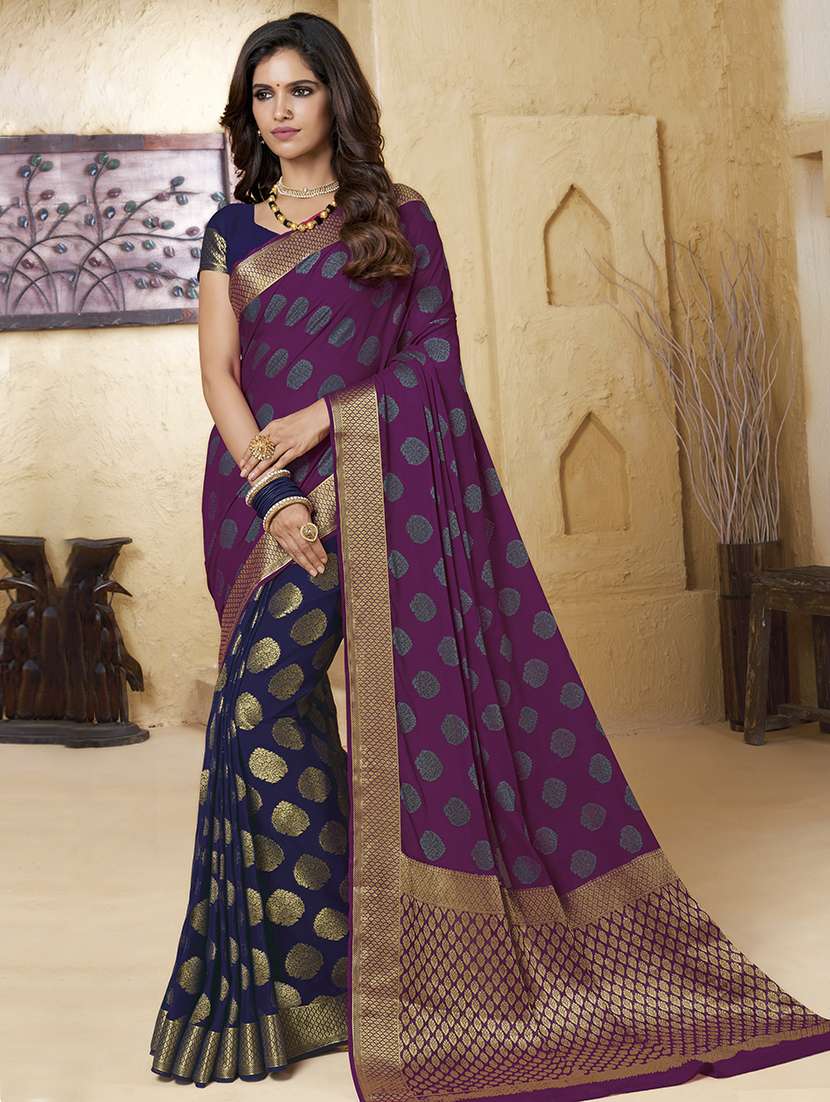 half & half zari banarasi saree