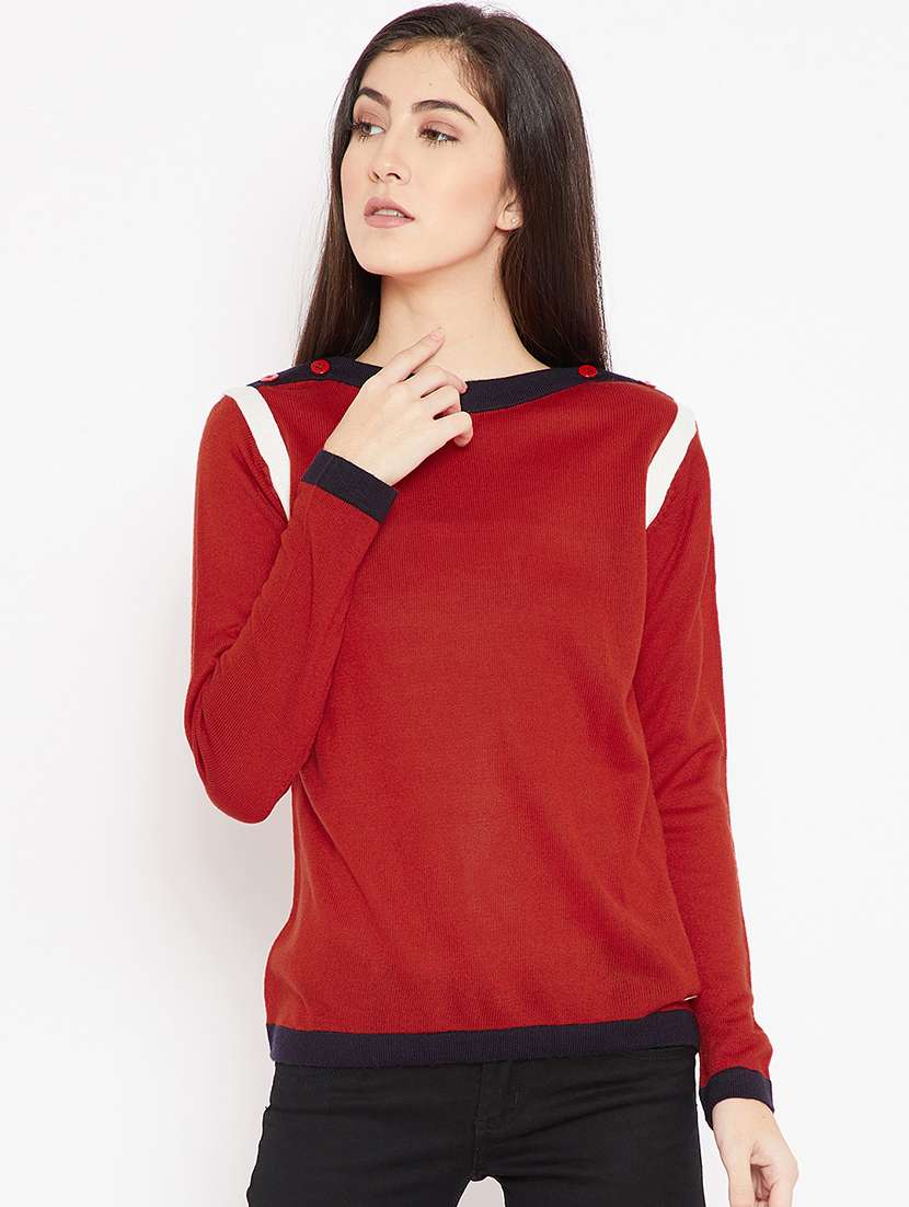 button detail woolen pullover