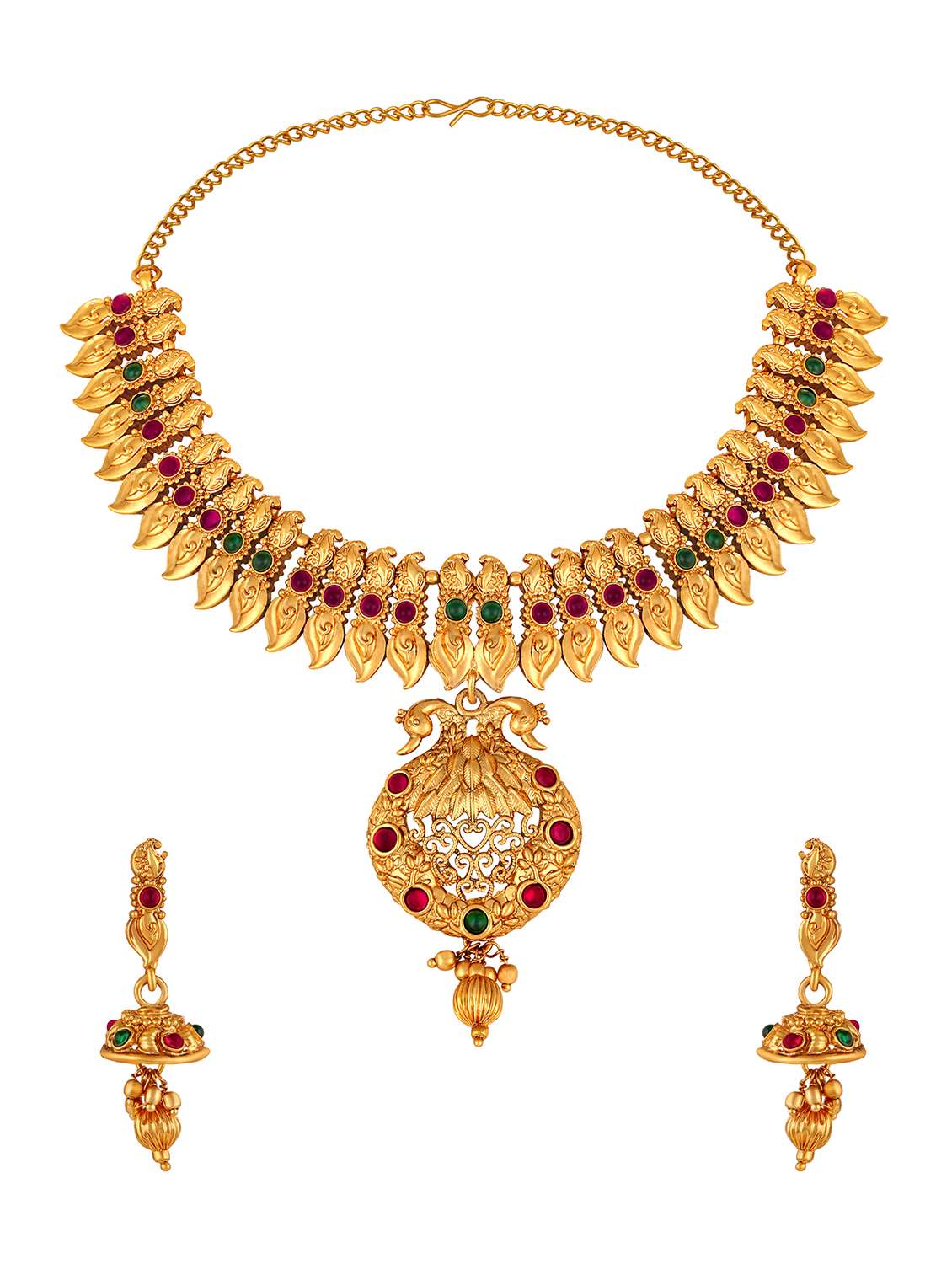 gold tone necklace & earrings set