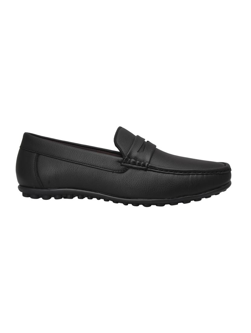 black leatherette slip on loafers - 15477290 - Standard Image - 1
