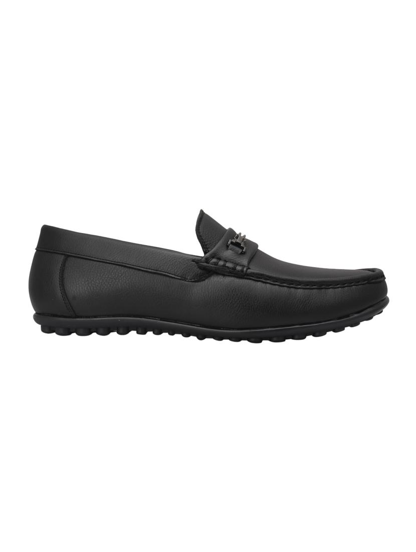 black leatherette slip on loafers - 15477293 -  Standard Image - 1