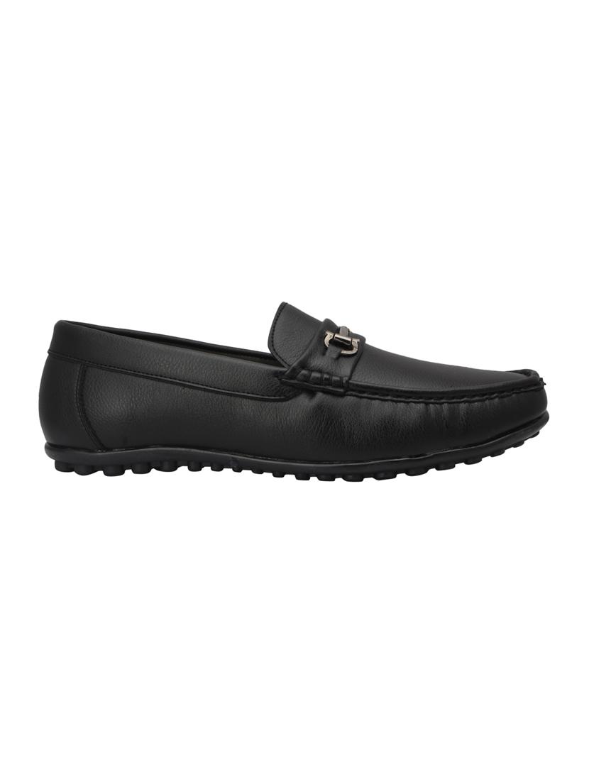 black leatherette slip on loafers - 15477296 - Standard Image - 1