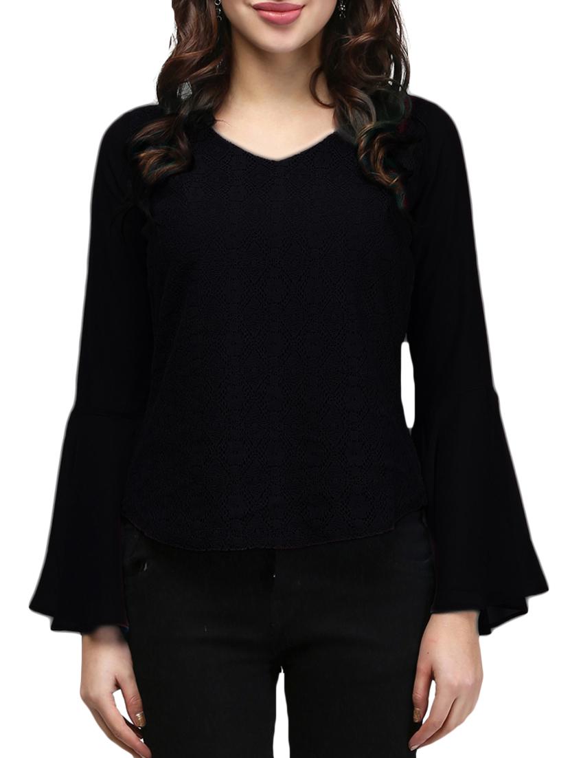 sheer bell sleeved lace top - 15478514 - Zoom Image - 0
