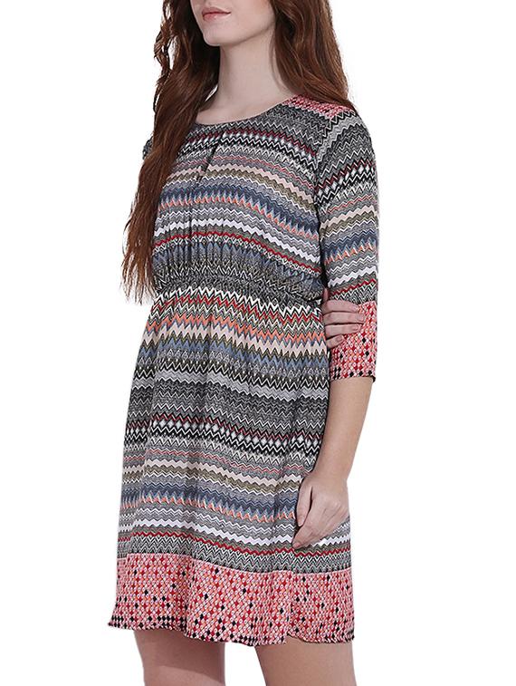 chevron printed fit & flare dress - 15478560 -  Standard Image - 1