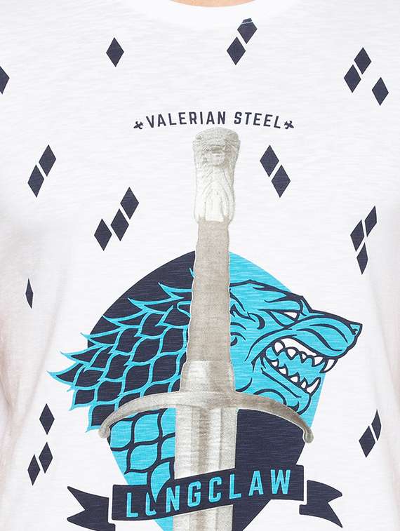 white cotton front print t-shirt - 15480456 -  Standard Image - 4