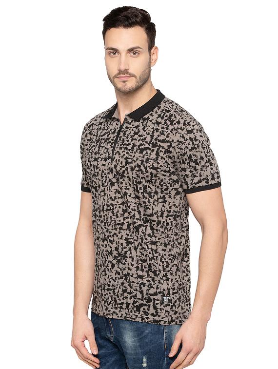 grey cotton all over print t-shirt - 15480471 -  Standard Image - 1