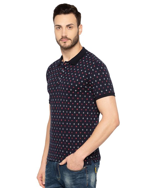 blue cotton all over print t-shirt - 15480481 - Standard Image - 1