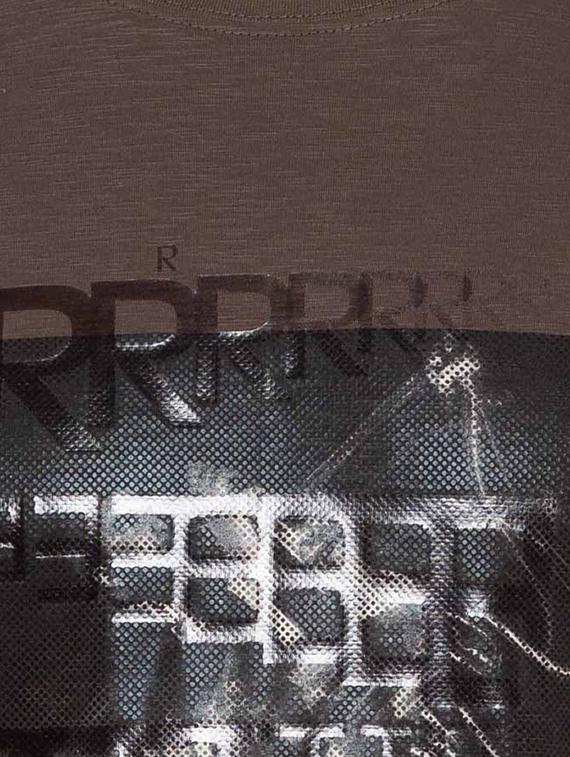brown cotton chest print t-shirt - 15480492 - Standard Image - 4