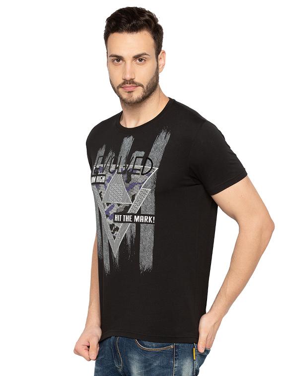 black cotton chest print t-shirt - 15480497 -  Standard Image - 1