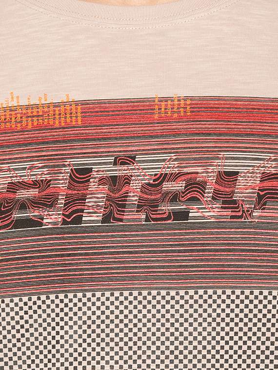 beige cotton chest print t-shirt - 15480498 -  Standard Image - 4