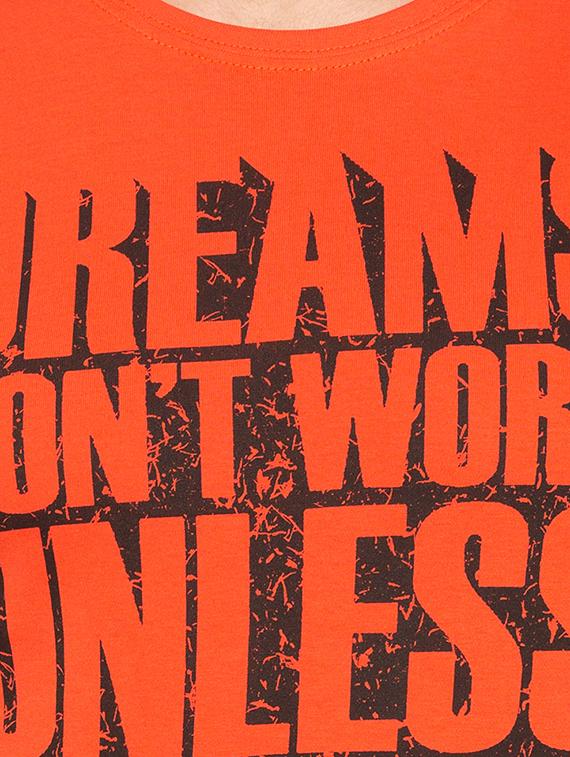 orange cotton front print t-shirt - 15480501 - Standard Image - 4