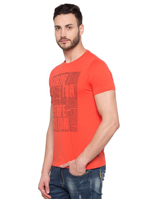 orange cotton chest print t-shirt - 15480502 - Standard Image - 1