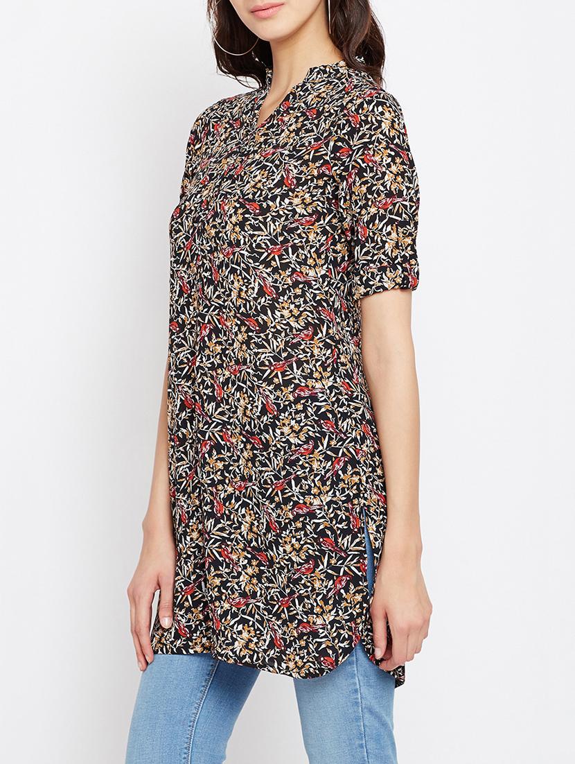 mandarin collared printed tunic - 15481048 -  Standard Image - 1