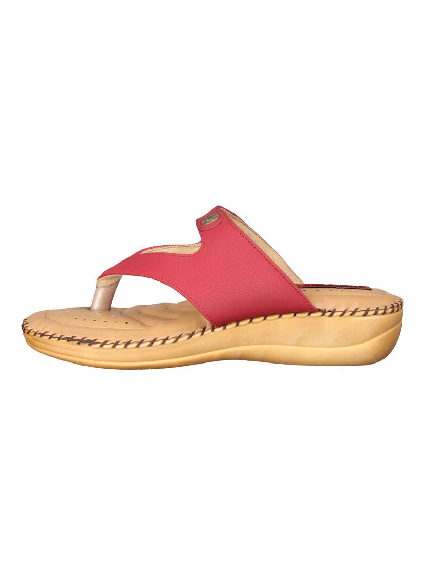 Buy online Red Toe Separator Sandals from flats for Women by 1 Walk for