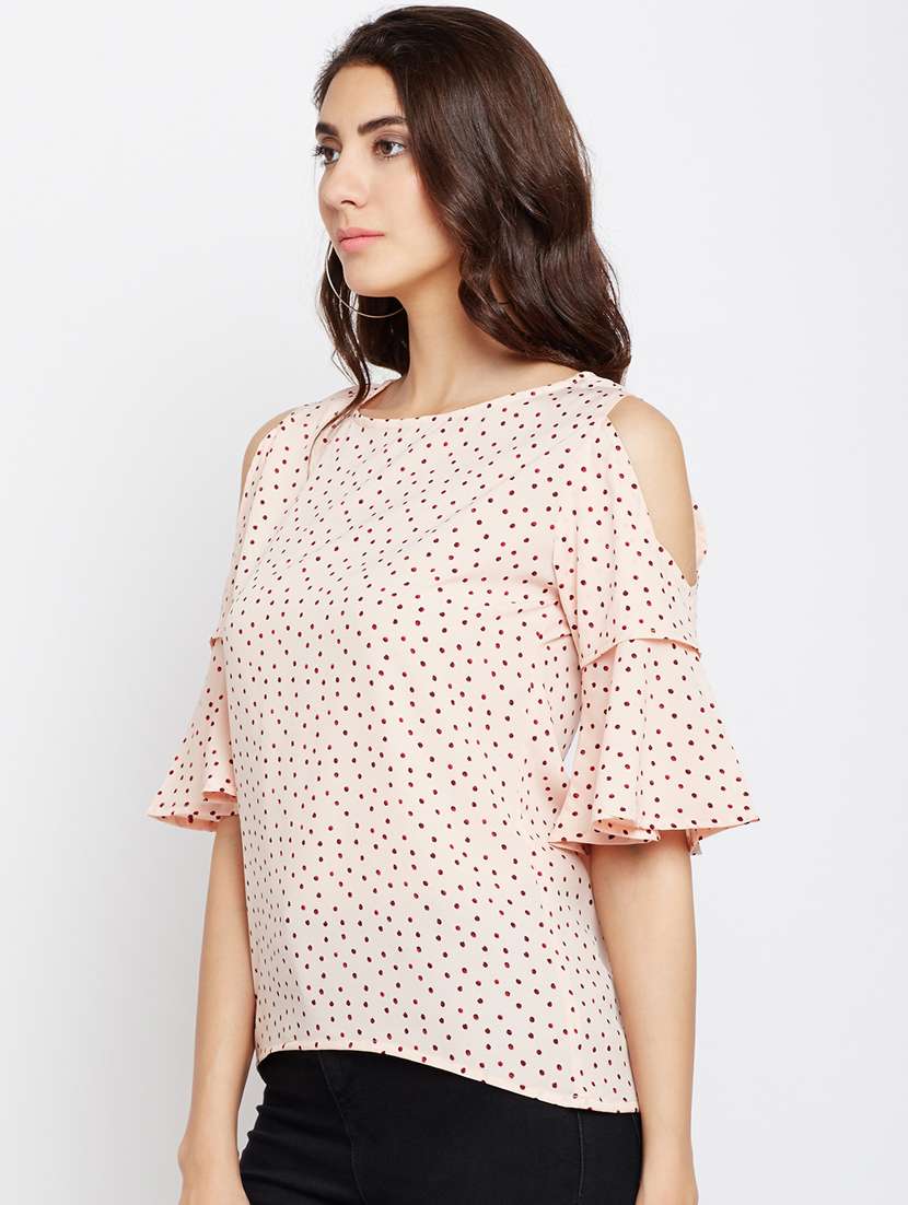 cold shoulder printed high-low top - 15482676 -  Standard Image - 1