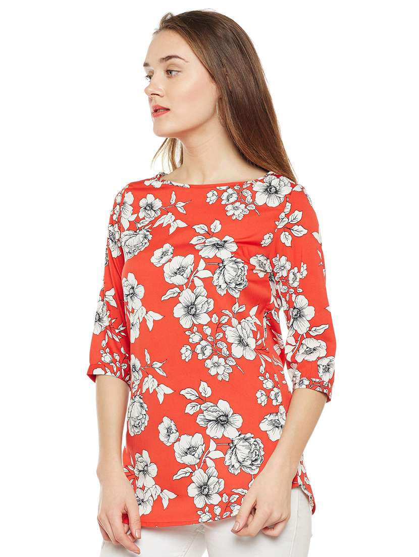 orange crepe regular tunic - 15482704 -  Standard Image - 1